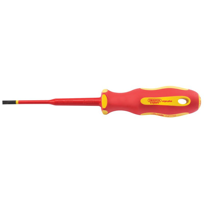 Draper Tools Ergo Plus® Slimline Plain Slot VDE Screwdriver (4.0mm x 100mm)