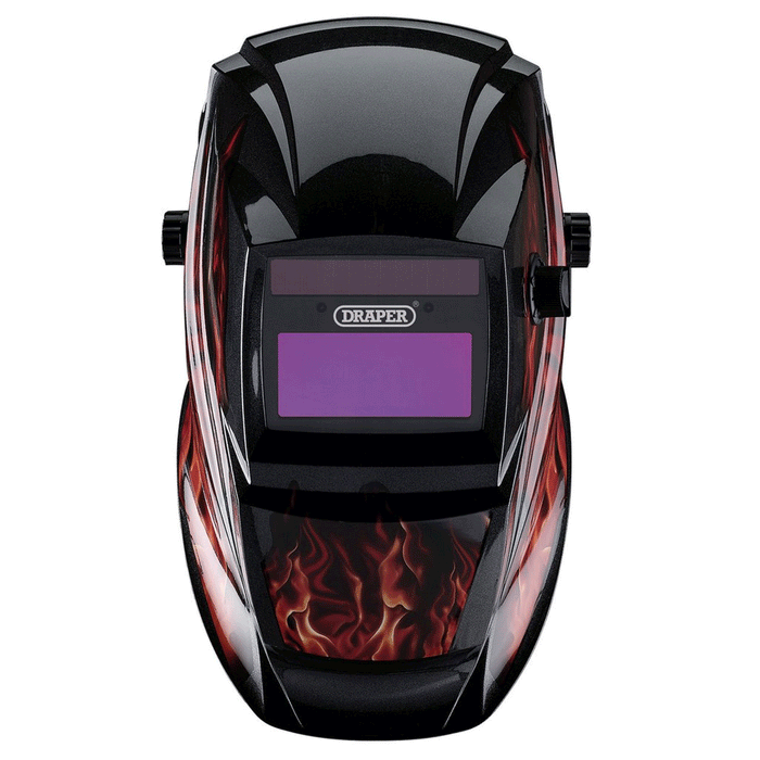 Draper Tools Auto-Darkening Welding Helmet, Red Flames