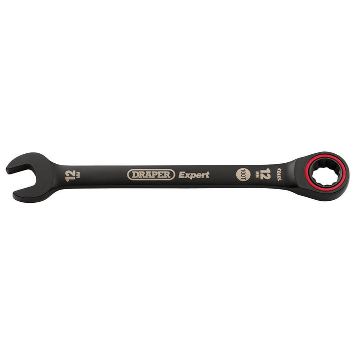 Draper Tools Expert HI-TORQ Metric Ratchet Combination Spanner 12mm Black