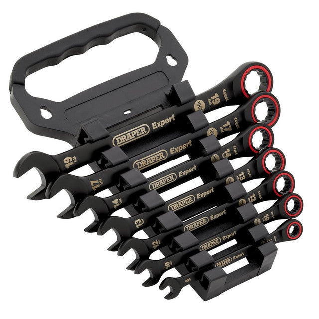 Draper Expert HI-TORQ® Metric Ratchet Combination Spanner Set, Black  7Pce