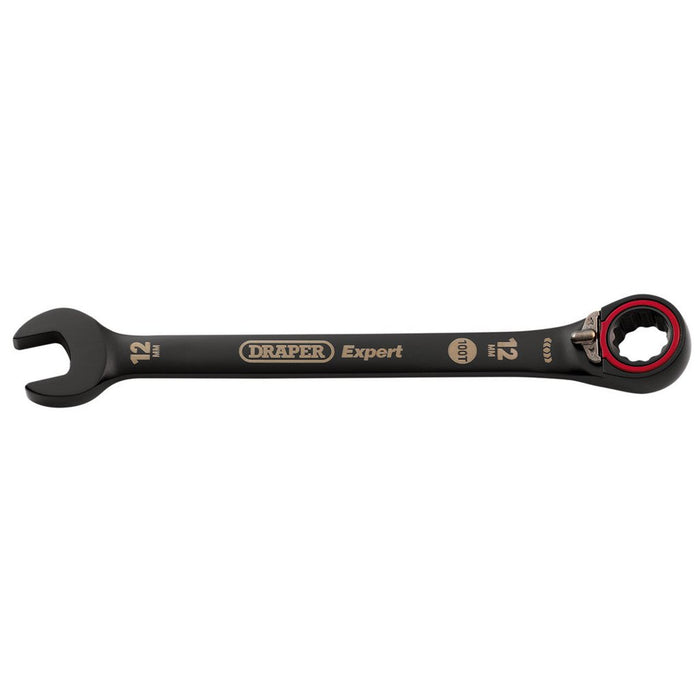 Draper Expert HI-TORQ® Metric Reversible Ratchet Combination Spanner, 12mm, Black