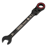 Draper Expert HI-TORQ® Metric Flexible Head Ratchet Combination Spanner, 14mm, Black