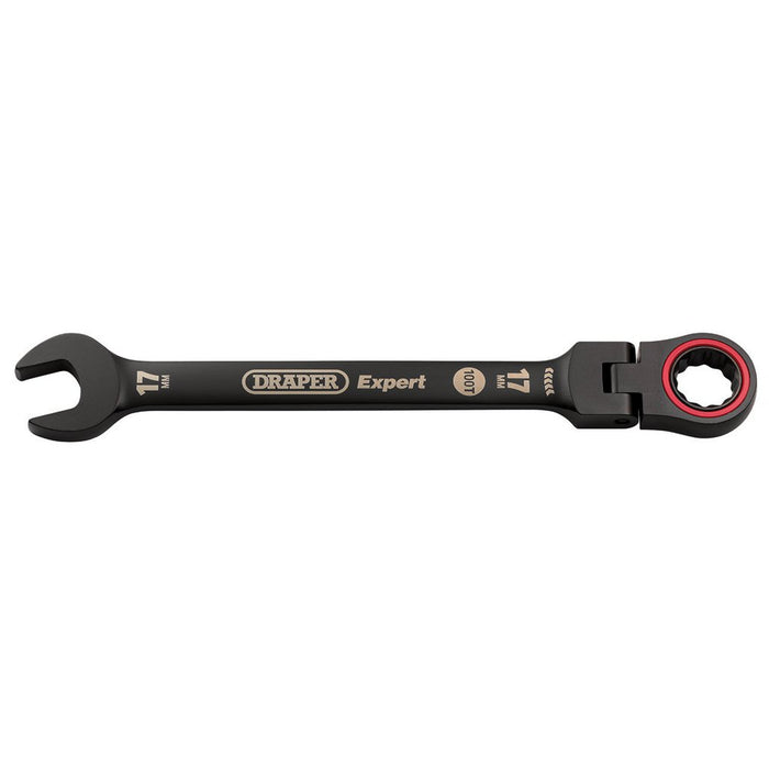 Draper Expert HI-TORQ® Metric Flexible Head Ratchet Combination Spanner 17mm Black