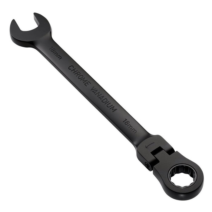 Draper Expert HI-TORQ® Metric Flexible Head Ratchet Combination Spanner 18mm Black