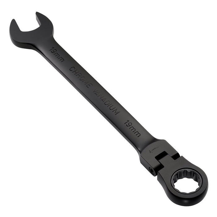 Draper Expert HI-TORQ® Metric Flexible Head Ratchet Combination Spanner, 19mm, Black