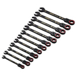 Draper Tools Draper Expert HI-TORQ Metric Flexible Head Ratchet Combination Spanner Set Black 12 Pce