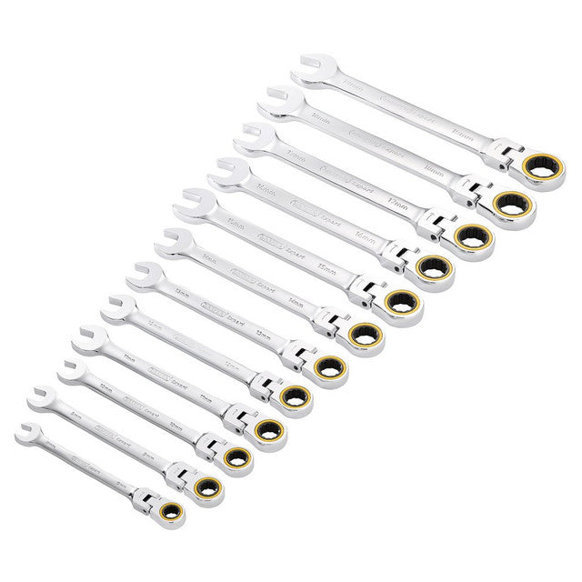 Draper Expert HI-TORQ® Metric Flexible Head Ratchet Combination Spanner Set 12 Pce