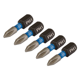 Draper Expert Cross Slot/PH Type Impact Screwdriver Bits PH1 x 25mm 1/4" Hex 5 Pack 04934