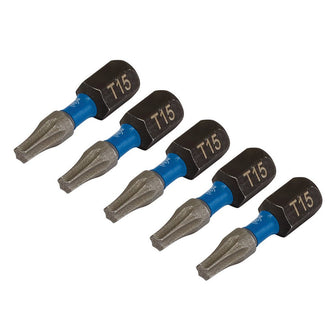 Draper Expert TX-STAR® Impact Screwdriver Bits T15 x 25mm 1/4" Hex 5 Pack 05492