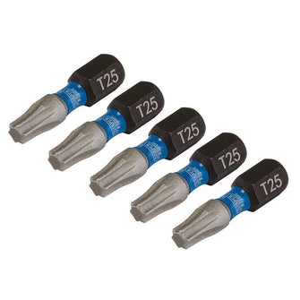 Draper Expert TX-STAR® Impact Screwdriver Bits T25 x 25mm 1/4" Hex 5 Pack 05494