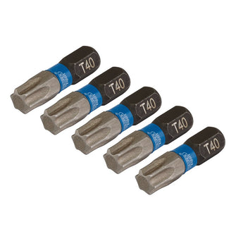 Draper Expert TX-STAR® Impact Screwdriver Bits T40 x 25mm 1/4" Hex 5 Pack 05497