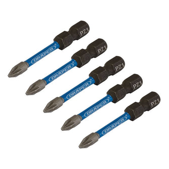 Draper  Expert PZ-Type Impact Screwdriver Bits No.1 x 50mm 1/4" Hex 5 Pack 05646