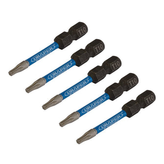 Draper Expert TX-STAR® Impact Screwdriver Bits T10 x 50mm 1/4" Hex 5 Pack 05649