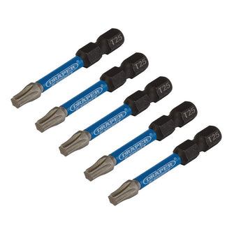 Draper Expert TX-STAR® Impact Screwdriver Bits T25 x 50mm 1/4" Hex 5 Pack 05653