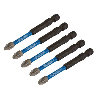 Draper Expert PZ-Type Impact Screwdriver Bits No.2 x 75mm 1/4" Hex 5 Pack 05675