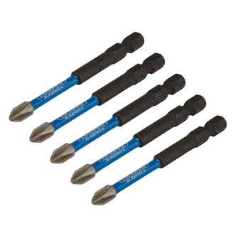 Draper Expert Cross Slot/PH Type Impact Screwdriver Bits PH2 x 75mm 1/4" Hex 5 Pack 05676
