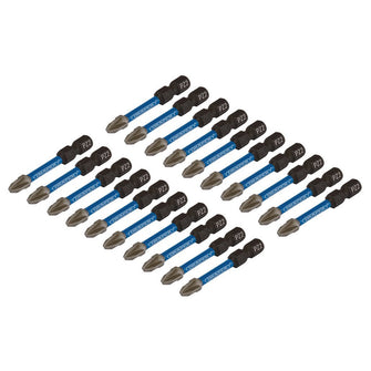 Draper Expert PZ-Type Impact Screwdriver Bits No.2 x 50mm 1/4" Hex 20 Pack 05696