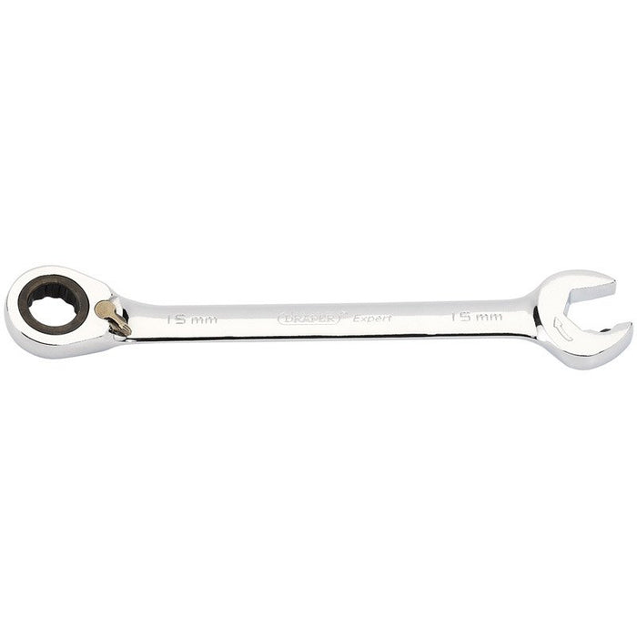 Draper Tools Expert 15mm Draper Expert Hi-Torq® Metric Reversible Ratcheting Open End/Combination Spanner
