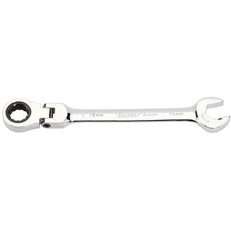 Draper Tools Metric Combination Spanner with Flexible Head and Double Ratcheting Features (15mm)