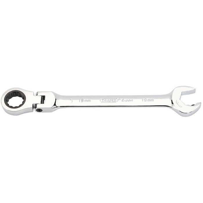 Draper Tools Metric Combination Spanner with Flexible Head and Double Ratcheting Features (19mm)