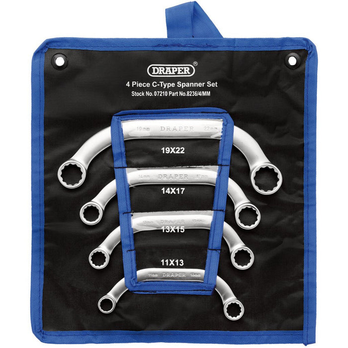 Draper Tools Hi-Torq Half Moon Obstruction Ring Spanner Set, 4 Pce