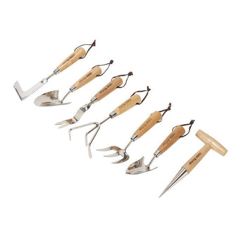 Draper Heritage Stainless Steel Garden Tool Set with Ash Handles, 7 Pce