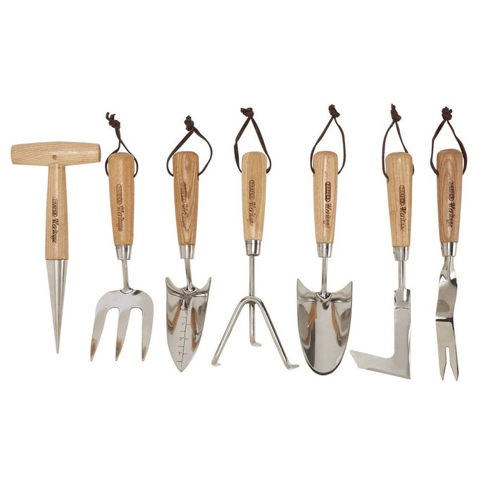 Draper Heritage Stainless Steel Garden Tool Set with Ash Handles, 7 Pce