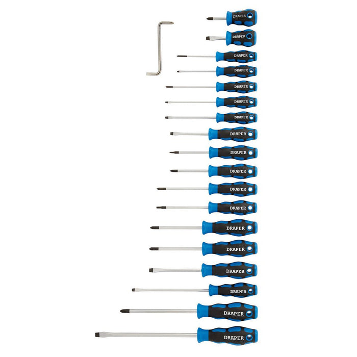 Draper Tools Soft Grip Screwdriver Set, 19 Pce