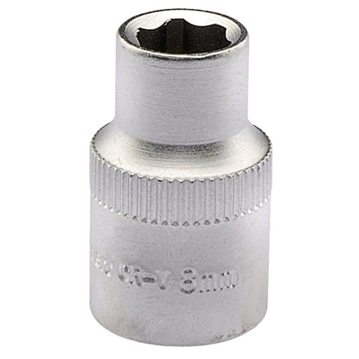 Draper Expert 8mm 3/8 Square Drive Hi-Torq® Satin Chrome 6 Point Socket 09832