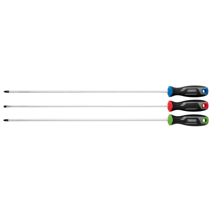 Draper Long Reach Soft Grip Screwdriver Set 3 Piece