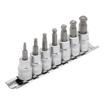 Draper Expert Ball-end Hex. Socket Bit Set, 3/8" Sq. Dr., 48mm (7 Piece)