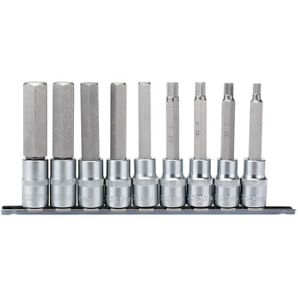 Draper Tools 1/2 Sq. Dr. 100mm Long Metric Hexagonal Socket Bit Set (9 Piece)