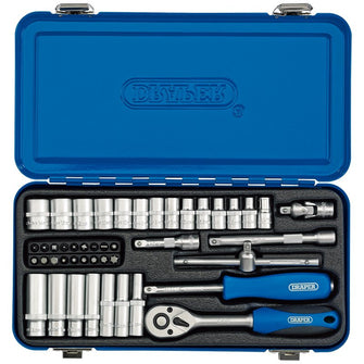Draper Tools 1/4 Sq. Dr. Metric Socket Set in Metal Case (45 piece)