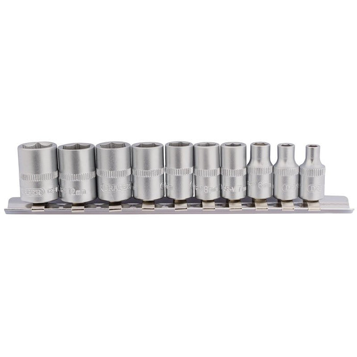 Draper Tools 1/4 Sq. Dr. Metric Sockets on Metal Rail (10 piece)
