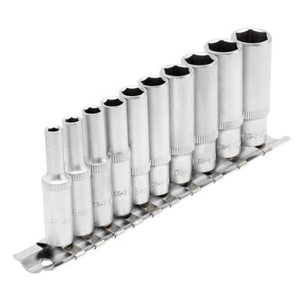 Draper Tools 1/4 Sq. Dr. Metric Deep Sockets on Metal Rail (10 piece)