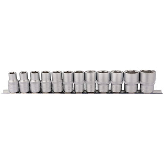 Draper Tools 1/2 Square Drive Socket Set on Metal Rail (12 Piece)
