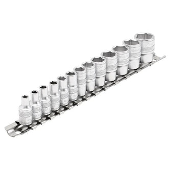 Draper Tools 1/4 Sq. Dr. Metric Socket Set on Metal Rail (13 Piece)