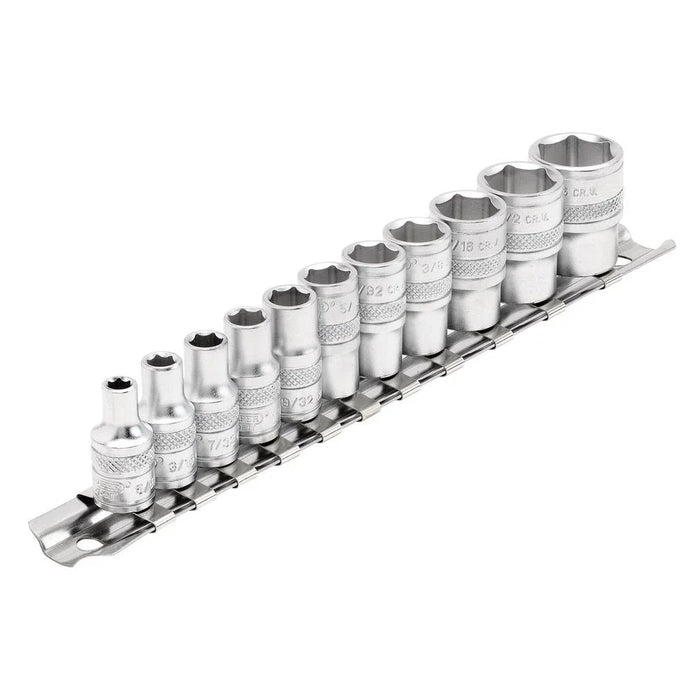 Draper Expert Imperial Socket Set on a Metal Rail, 1/4