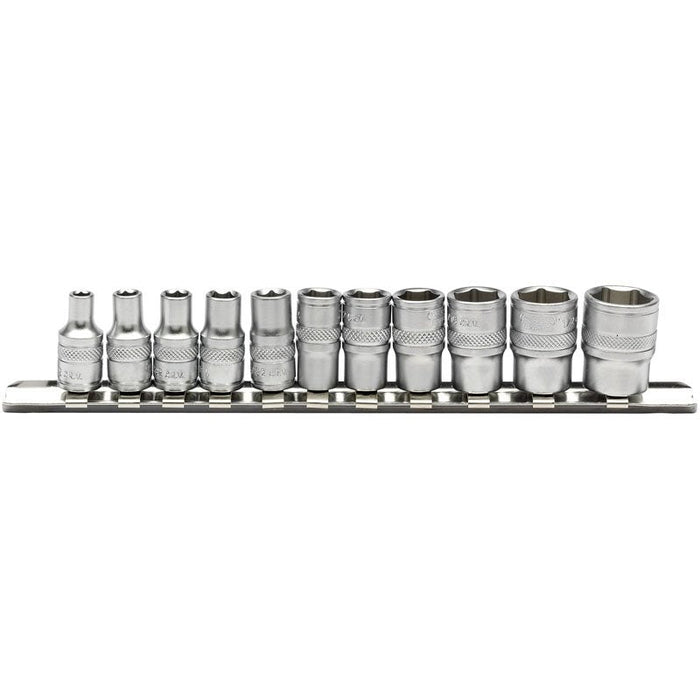 Draper Tools 1/4 Sq. Dr. Imperial Sockets on Metal Rail (11 piece)