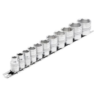 Draper Expert Imperial Socket Set on a Metal Rail, 3/8" Sq. Dr. (11 Piece)