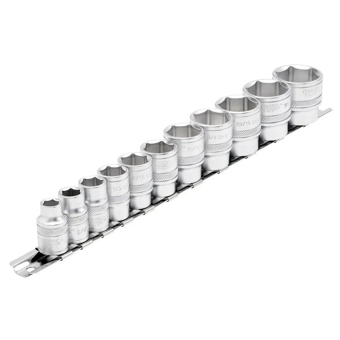 Draper Expert Imperial Socket Set on a Metal Rail, 3/8