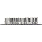 Draper Tools 3/8 Sq. Dr. Metric Deep Socket Set on Metal Rail (15 Piece)
