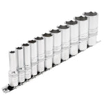 Draper Tools 3/8 Sq. Dr. Imperial Deep Socket Set on Metal Rail (11 Piece)