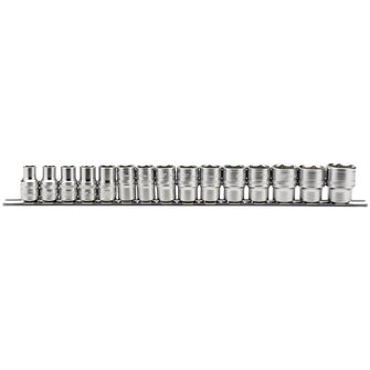 Draper Tools 1/2 Sq. Dr. Metric Sockets on Metal Rail (15 Piece)