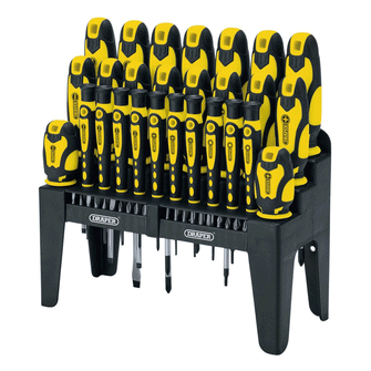 Draper Tools Soft Grip Screwdriver & Bit Set, Yellow (47 Piece)