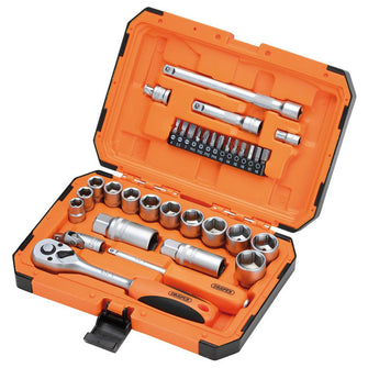 Draper Hi-Torq® 1/4" & 3/8" 6 Point Socket Set, 34 Pce