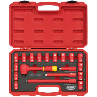 Draper Tools 3/8 Square. Drive. VDE Socket Set (19 Piece)