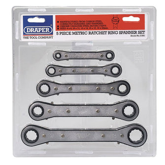 Draper Tools Metric Ratcheting Ring Spanner Set (5 Piece)