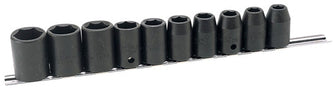 Draper 1/2" Sq. Dr. Hi-Torq® Metric Impact Socket Set on a Rail (10 Piece)