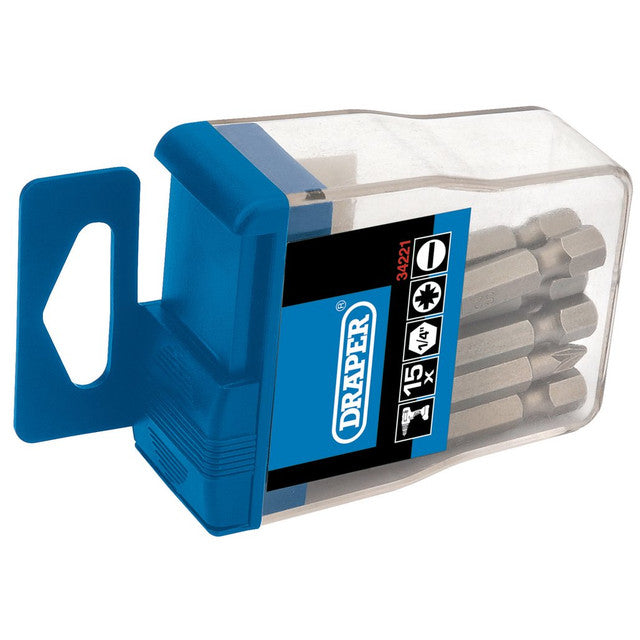 Draper Tools 1/4 Hex. Assorted Insert Bits in Plastic Storage Case (15 PIECE)